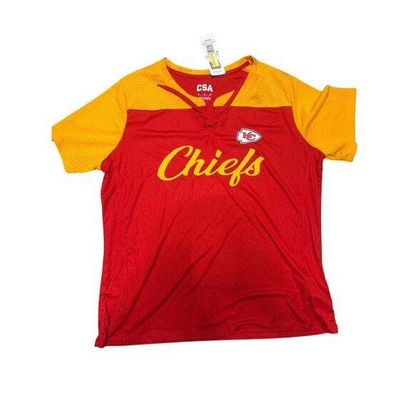 NFL Kansas City Chiefs Woman short sleeve lace up v neck XL - Picture 3 of 6